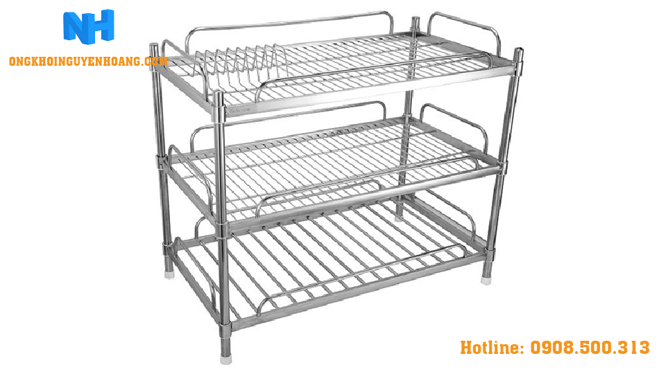 Kệ úp ly tại Nguyễn Hoàng được làm từ inox đảm bảo độ bền, thẩm mỹ cao